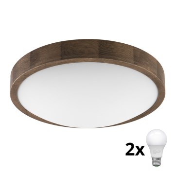 Brilagi - LED Plafón CARVALHO SLIM 2xE27/60W/230V roble diá. 37 cm