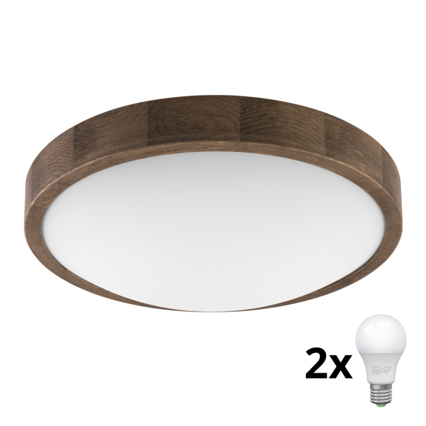 Brilagi - LED Plafón CARVALHO SLIM 2xE27/60W/230V roble diá. 37 cm