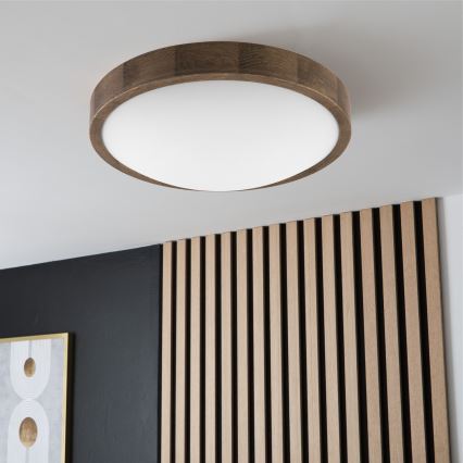 Brilagi - LED Plafón CARVALHO SLIM 2xE27/60W/230V roble diá. 37 cm