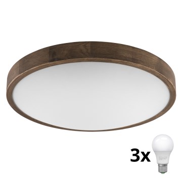 Brilagi - LED Plafón CARVALHO SLIM 3xE27/60W/230V roble diá. 47 cm