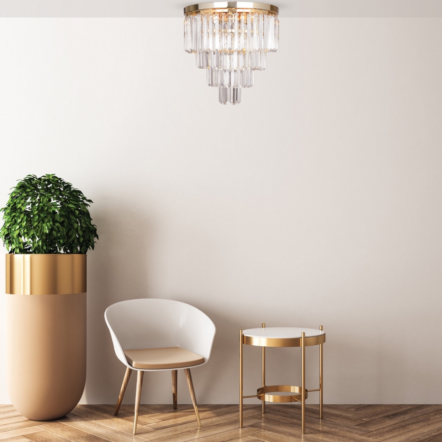 Brilagi - LED Plafón de cristal MOZART 5xE14/40W/230V dorado