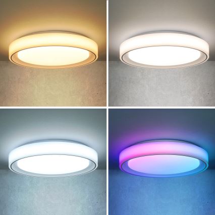 Brilagi - Plafón LED RGB regulable FLOCO LED/30W/230V 3000-6500K Wi-Fi Tuya + LED/6W + control remoto