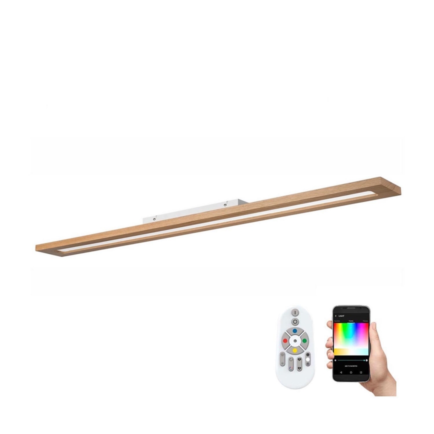 Brilagi - LED RGBW Panel regulable WOODY FRAME LED/34W/230V 11,5x123 cm 2700-6500K roble + control remoto