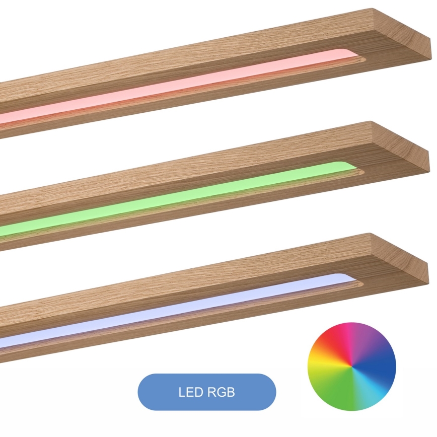 Brilagi - LED RGBW Panel regulable WOODY FRAME LED/34W/230V 11,5x123 cm 2700-6500K roble + control remoto