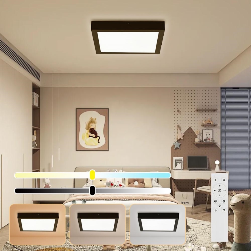 Brilagi - Luz de techo LED regulable para baño FRAME SMART LED/24W/230V 30x30 cm 3000-6000K IP44 negro + control remoto