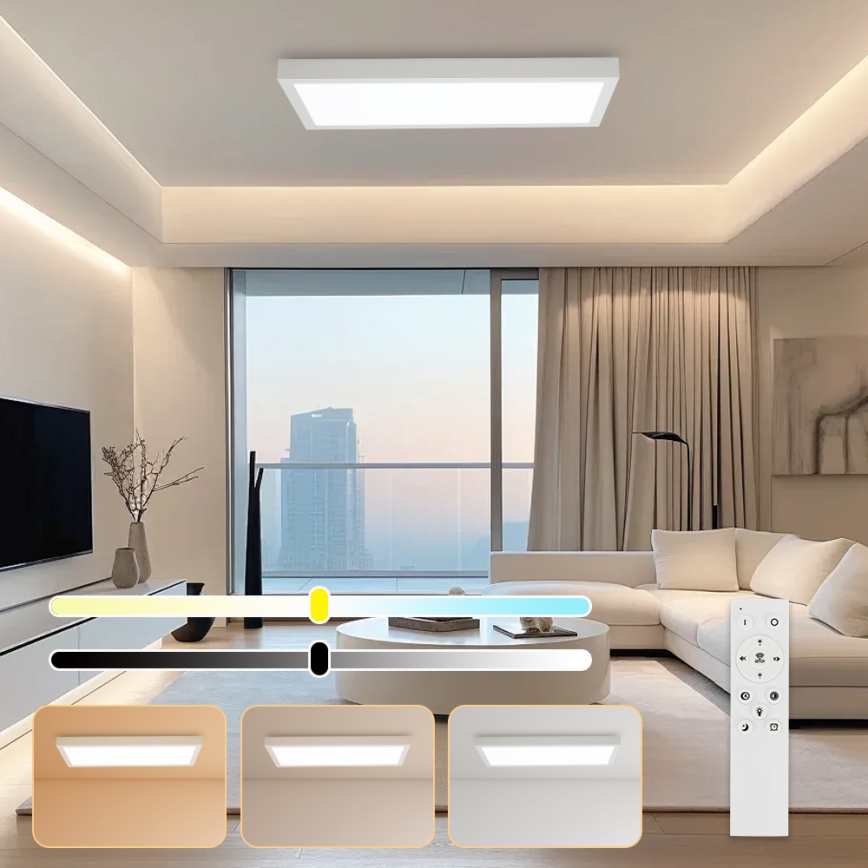 Brilagi - Luz de techo LED regulable para baño FRAME SMART LED/30W/230V 30x60 cm 3000-6000K IP44 blanco + control remoto