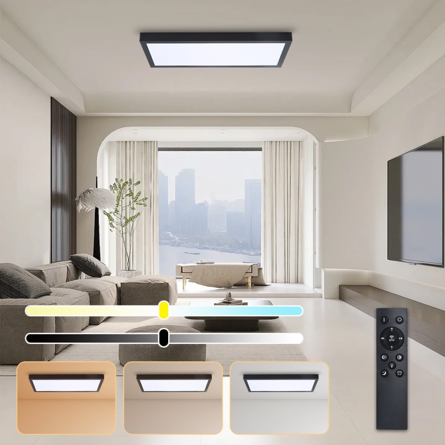 Brilagi - Luz de techo LED regulable para baño FRAME SMART LED/30W/230V 30x60 cm 3000-6000K  IP44 negro  + control remoto