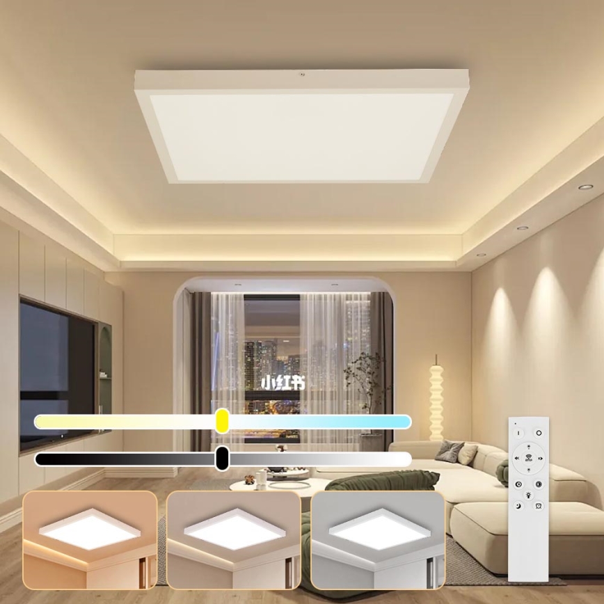 Brilagi - Luz de techo LED regulable para baño FRAME SMART LED/50W/230V 60x60 cm 3000-6000K IP44 blanco + control remoto