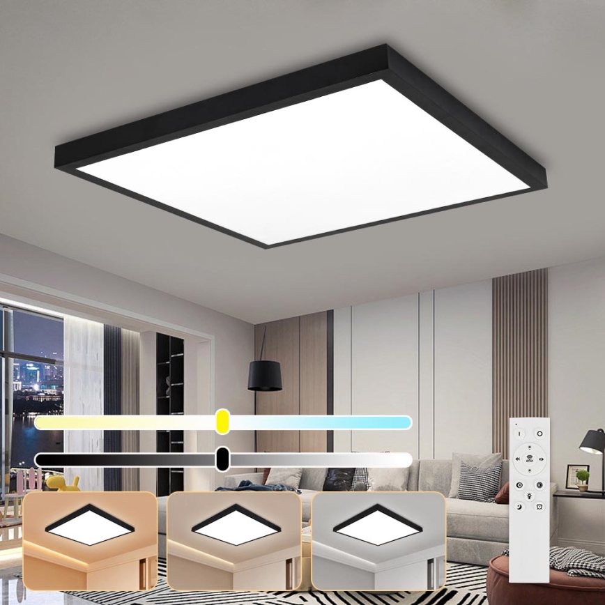 Brilagi - Luz de techo LED regulable para baño FRAME SMART LED/50W/230V 60x60 cm 3000-6000K IP44 negro + control remoto