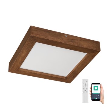 Brilagi - Luz de techo LED regulable para baño WOODY FRAME LED/24W/230V roble cereza 30x30 cm 3000-6000K IP44 + control remoto
