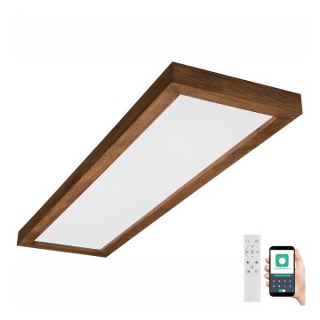 Brilagi - Luz de techo LED regulable para baño WOODY FRAME LED/50W/230V roble 120x30 cm 3000-6000K IP44 + control remoto