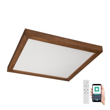 Brilagi - Luz de techo LED regulable para baño WOODY FRAME LED/50W/230V roble cereza 60x60 cm 3000-6000K IP44 + control remoto