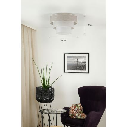Brilagi - Plafón ALASKA LUNETA 1xE27/15W/230V diá. 45 cm gris/color crema