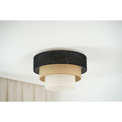 Brilagi - Plafón ASPEN LUNETA 1xE27/15W/230V diá. 45 cm negro/beige/color crema