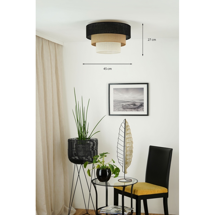Brilagi - Plafón ASPEN LUNETA 1xE27/15W/230V diá. 45 cm negro/beige/color crema