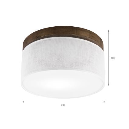 Brilagi - Plafón BELLADONNA 1xE27/15W/230V diá. 30 cm blanco/roble