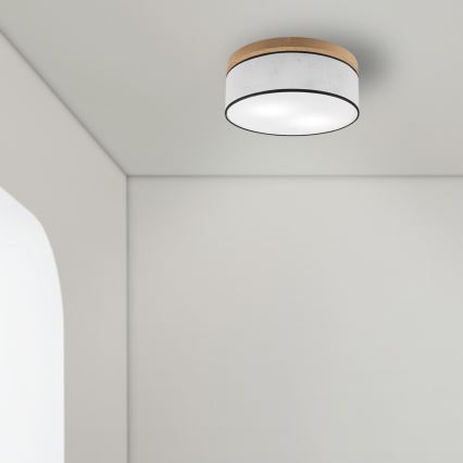 Brilagi - Plafón BELLADONNA 2xE27/15W/230V diá. 40 cm blanco/roble