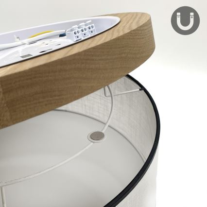 Brilagi - Plafón BELLADONNA 2xE27/15W/230V diá. 40 cm blanco/roble