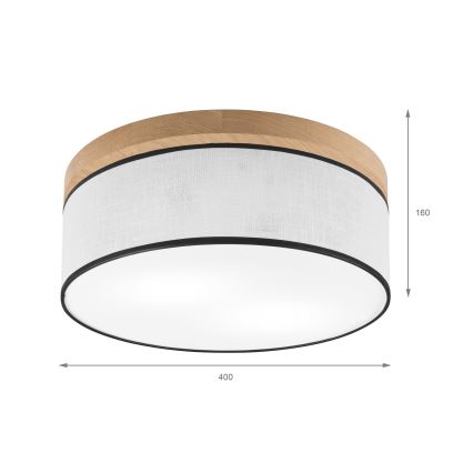 Brilagi - Plafón BELLADONNA 2xE27/15W/230V diá. 40 cm blanco/roble