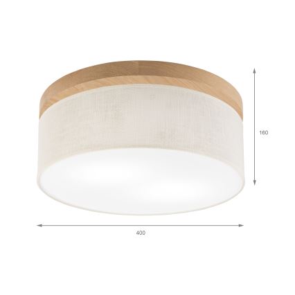 Brilagi - Plafón BELLADONNA 2xE27/15W/230V diá. 40 cm color crema/roble
