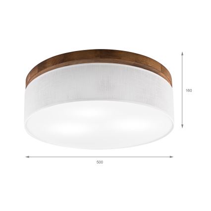 Brilagi - Plafón BELLADONNA 3xE27/15W/230V diá. 50 cm blanco/roble cereza