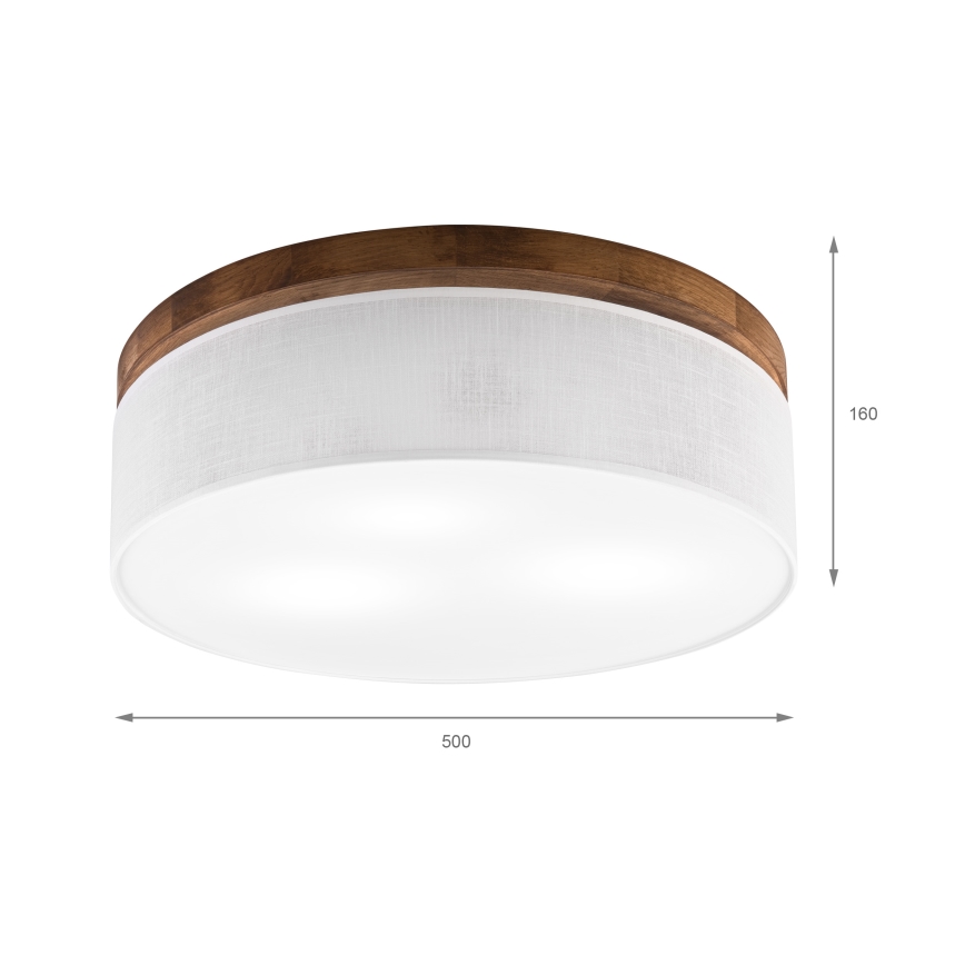 Brilagi - Plafón BELLADONNA 3xE27/15W/230V diá. 50 cm blanco/roble cereza