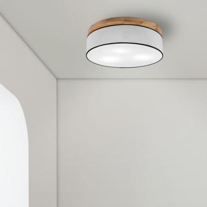 Brilagi - Plafón BELLADONNA 3xE27/15W/230V diá. 50 cm blanco/roble