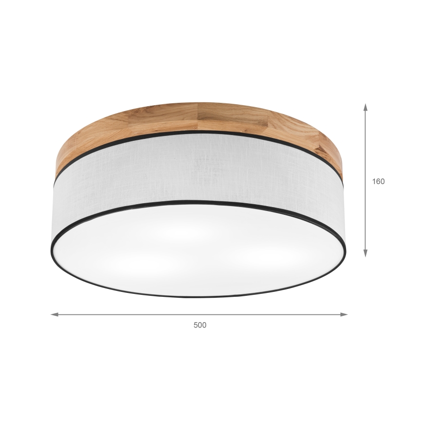 Brilagi - Plafón BELLADONNA 3xE27/15W/230V diá. 50 cm blanco/roble