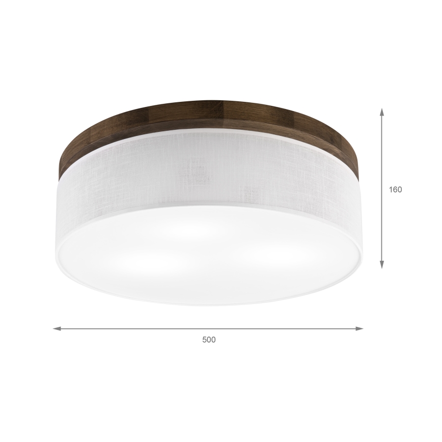 Brilagi - Plafón BELLADONNA 3xE27/15W/230V diá. 50 cm blanco/roble