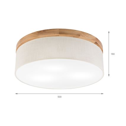 Brilagi - Plafón BELLADONNA 3xE27/15W/230V diá. 50 cm color crema/roble