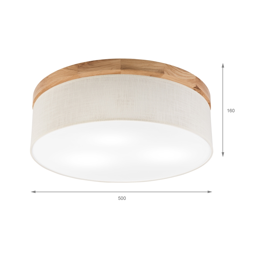 Brilagi - Plafón BELLADONNA 3xE27/15W/230V diá. 50 cm color crema/roble