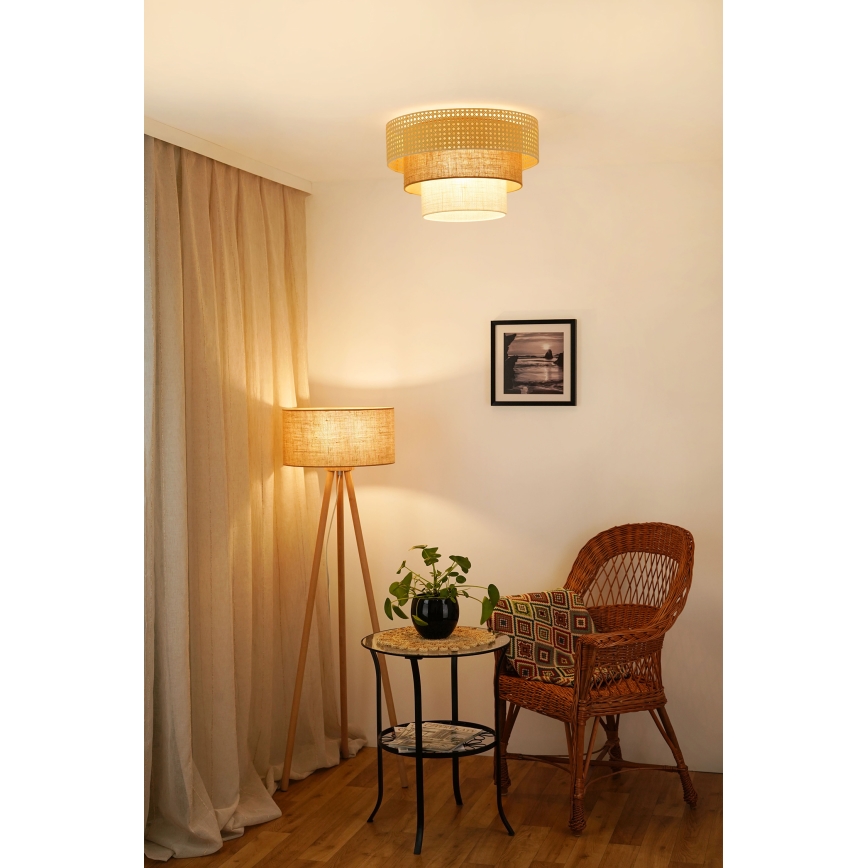 Brilagi - Plafón CEDAR LUNETA 1xE27/15W/230V diá. 45 cm beige/marrón/color crema