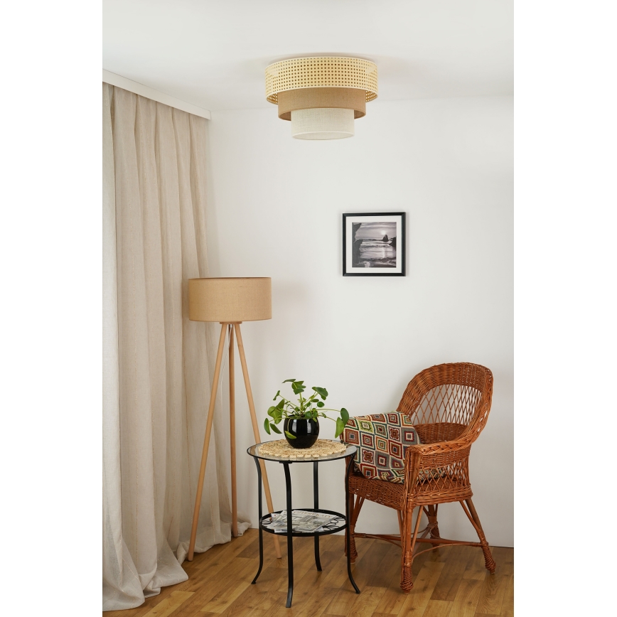 Brilagi - Plafón CEDAR LUNETA 1xE27/15W/230V diá. 45 cm beige/marrón/color crema
