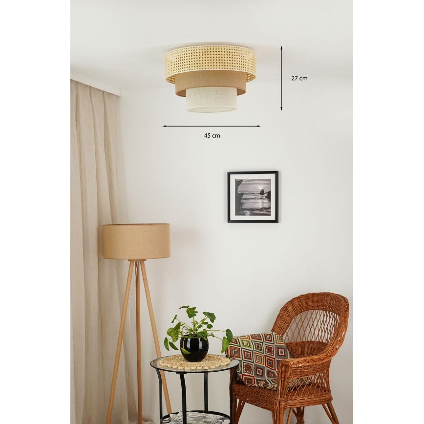 Brilagi - Plafón CEDAR LUNETA 1xE27/15W/230V diá. 45 cm beige/marrón/color crema