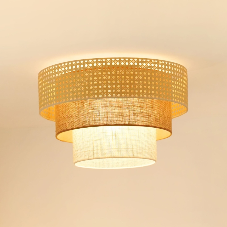 Brilagi - Plafón CEDAR LUNETA 1xE27/15W/230V diá. 45 cm beige/marrón/color crema