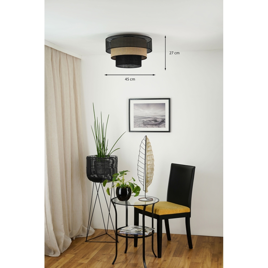 Brilagi - Plafón DAKOTA LUNETA 1xE27/15W/230V diá. 45 cm negro/beige