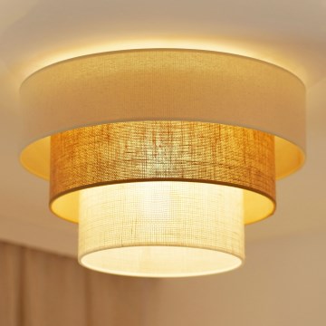 Brilagi - Plafón DENVER LUNETA 1xE27/15W/230V diá. 45 beige/marrón/color crema