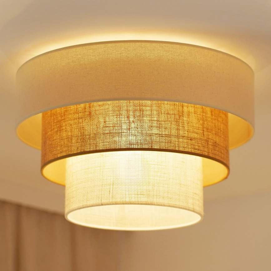 Brilagi - Plafón DENVER LUNETA 1xE27/15W/230V diá. 45 beige/marrón/color crema