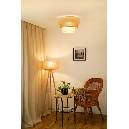 Brilagi - Plafón DENVER LUNETA 1xE27/15W/230V diá. 45 beige/marrón/color crema