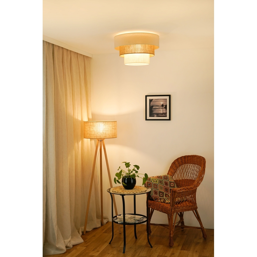 Brilagi - Plafón DENVER LUNETA 1xE27/15W/230V diá. 45 beige/marrón/color crema