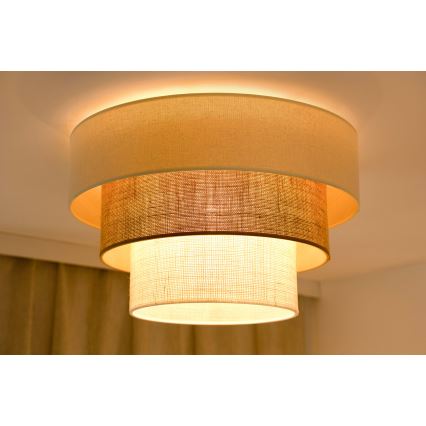 Brilagi - Plafón DENVER LUNETA 1xE27/15W/230V diá. 45 beige/marrón/color crema