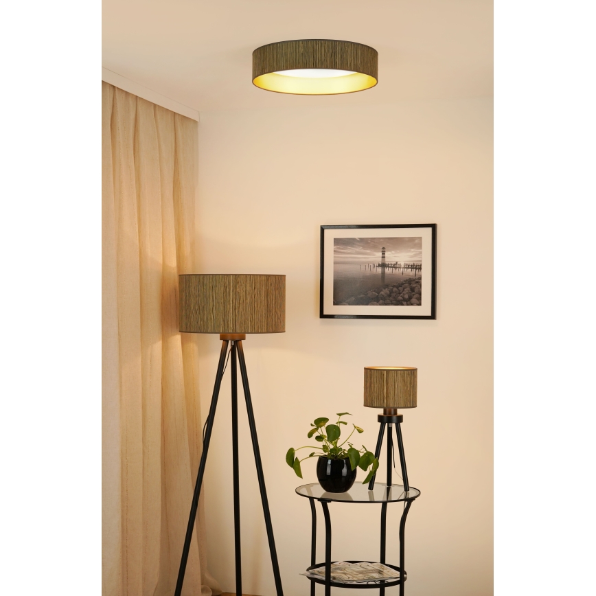 Brilagi - Plafón LED BOSTON ROLLER LED/24W/230V diá. 45 cm paja marrón/dorado