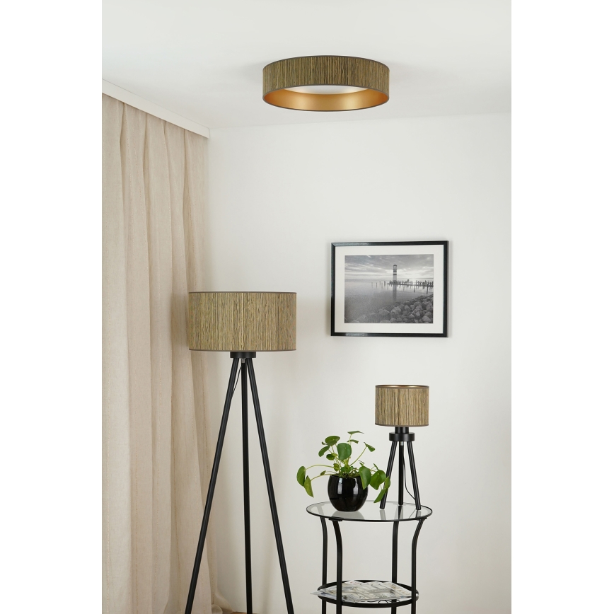 Brilagi - Plafón LED BOSTON ROLLER LED/24W/230V diá. 45 cm paja marrón/dorado