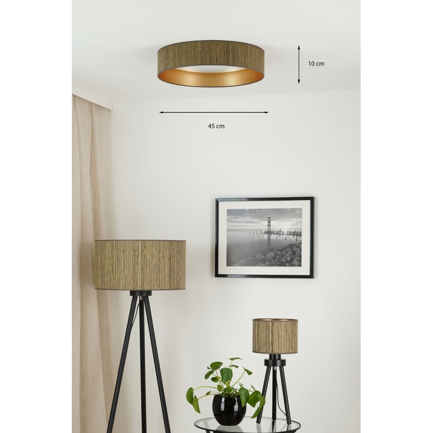 Brilagi - Plafón LED BOSTON ROLLER LED/24W/230V diá. 45 cm paja marrón/dorado