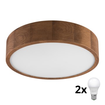 Brilagi - Plafón LED CARVALHO 2xE27/60W/230V roble cereza diá. 37 cm