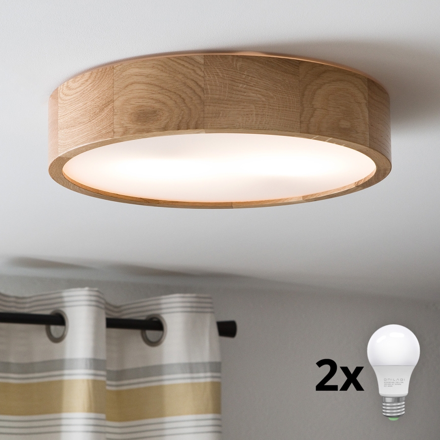 Brilagi - Plafón LED CARVALHO 2xE27/60W/230V roble diá. 37,5 cm