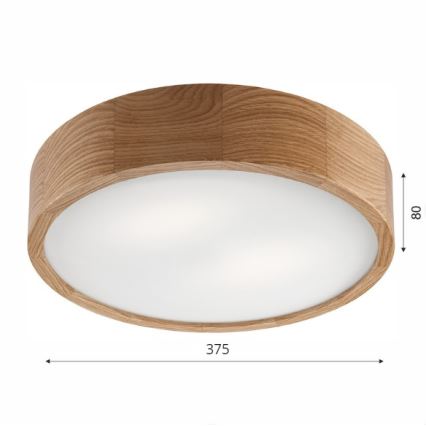 Brilagi - Plafón LED CARVALHO 2xE27/60W/230V roble diá. 37,5 cm
