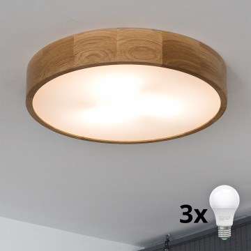 Brilagi - Plafón LED CARVALHO 3xE27/60W/230V roble diá. 47,5 cm