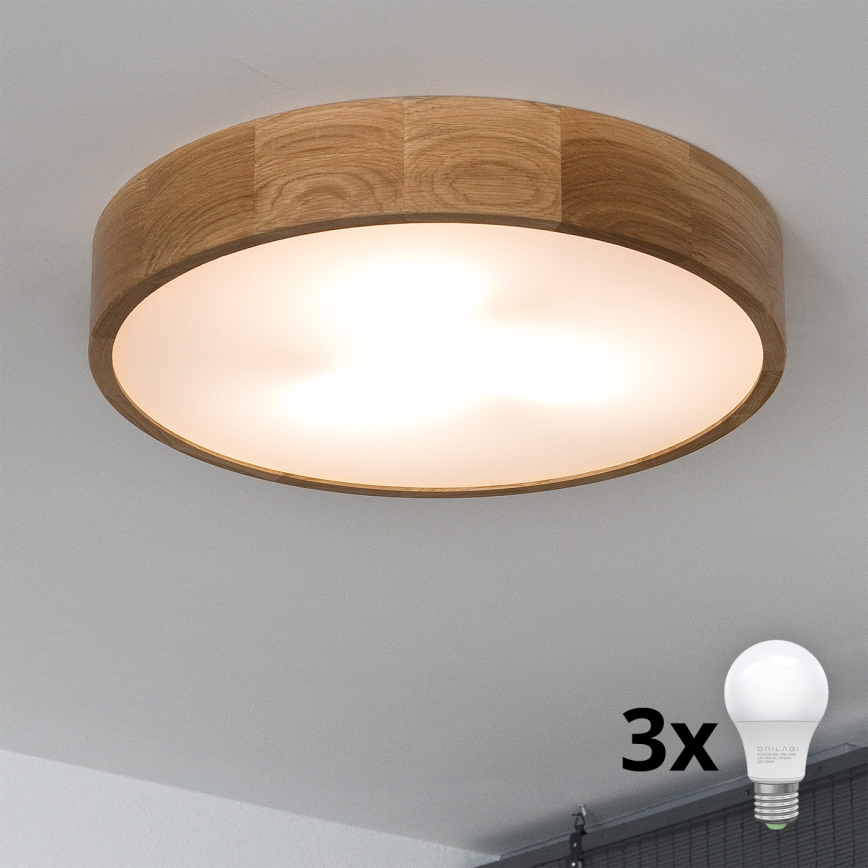 Brilagi - Plafón LED CARVALHO 3xE27/60W/230V roble diá. 47,5 cm