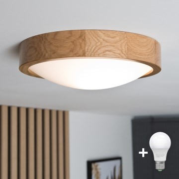 Brilagi - Plafón LED CARVALHO SLIM 1xE27/60W/230V roble diá. 27 cm